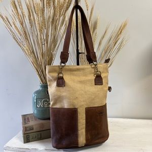 Canoe Brand Canvas and Leather Shoulder Bag Purse Tote